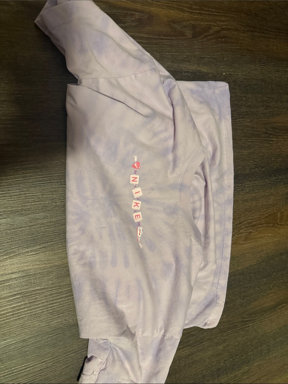 Nike Lilac Tie-Dye Crewneck with Pink Logo